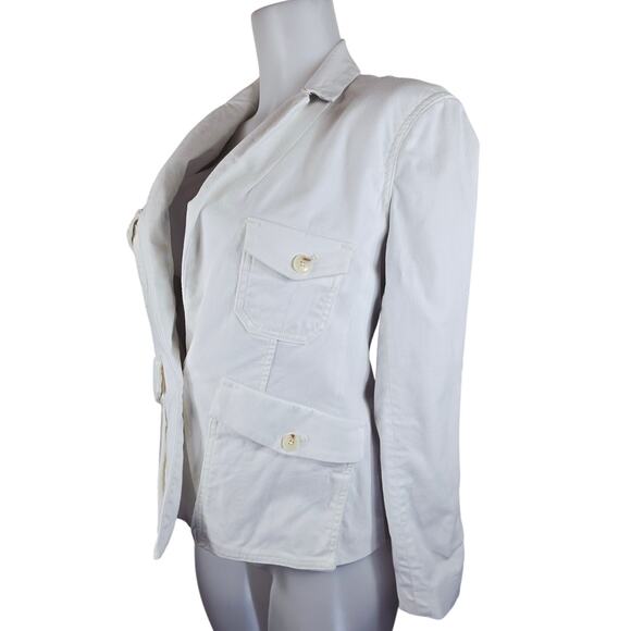 By Anthropologie White Jean Turtle Button Women's Winter Trendy Jacket 2 - Picture 2 of 5